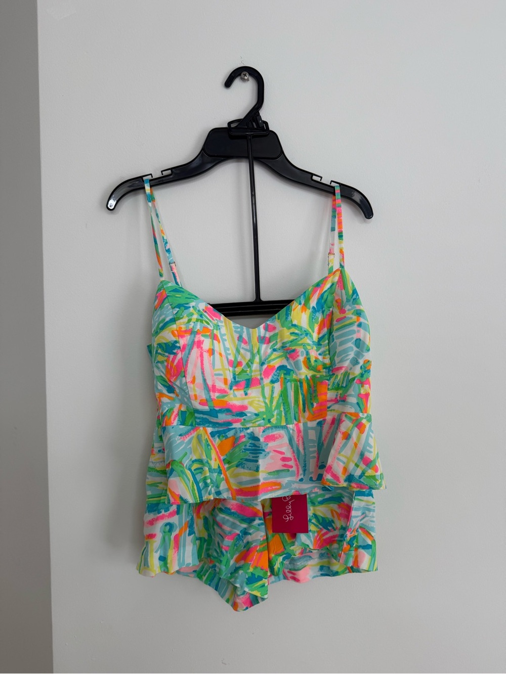 Lilly Pulitzer Tropical Print Peplum Cami Top with Matching Shorts Set
